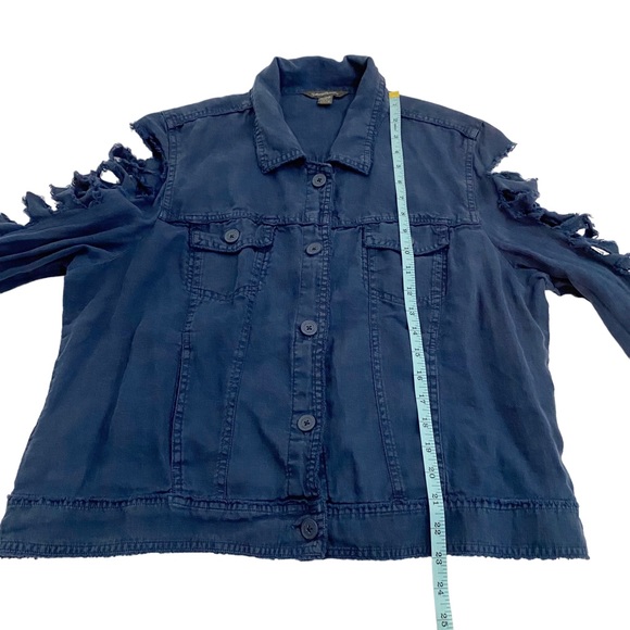 Tommy Bahama Blue Silver Bird Design Two Palms Linen Raw Edge Reworked Jacket,XL - Picture 12 of 16